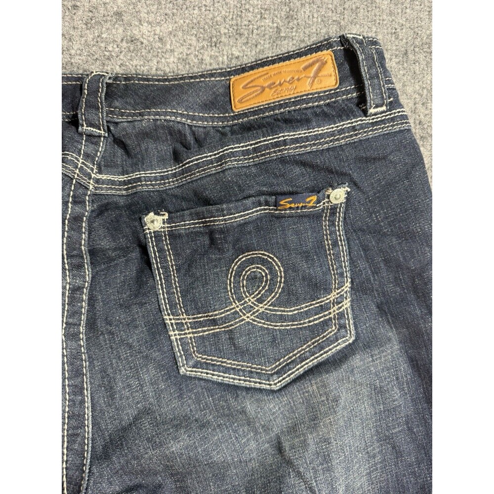Seven7 Women’s Dark Blue Denim Luxury Jean Capris – Size 16 – Stretch – NWT - Picture 10 of 11
